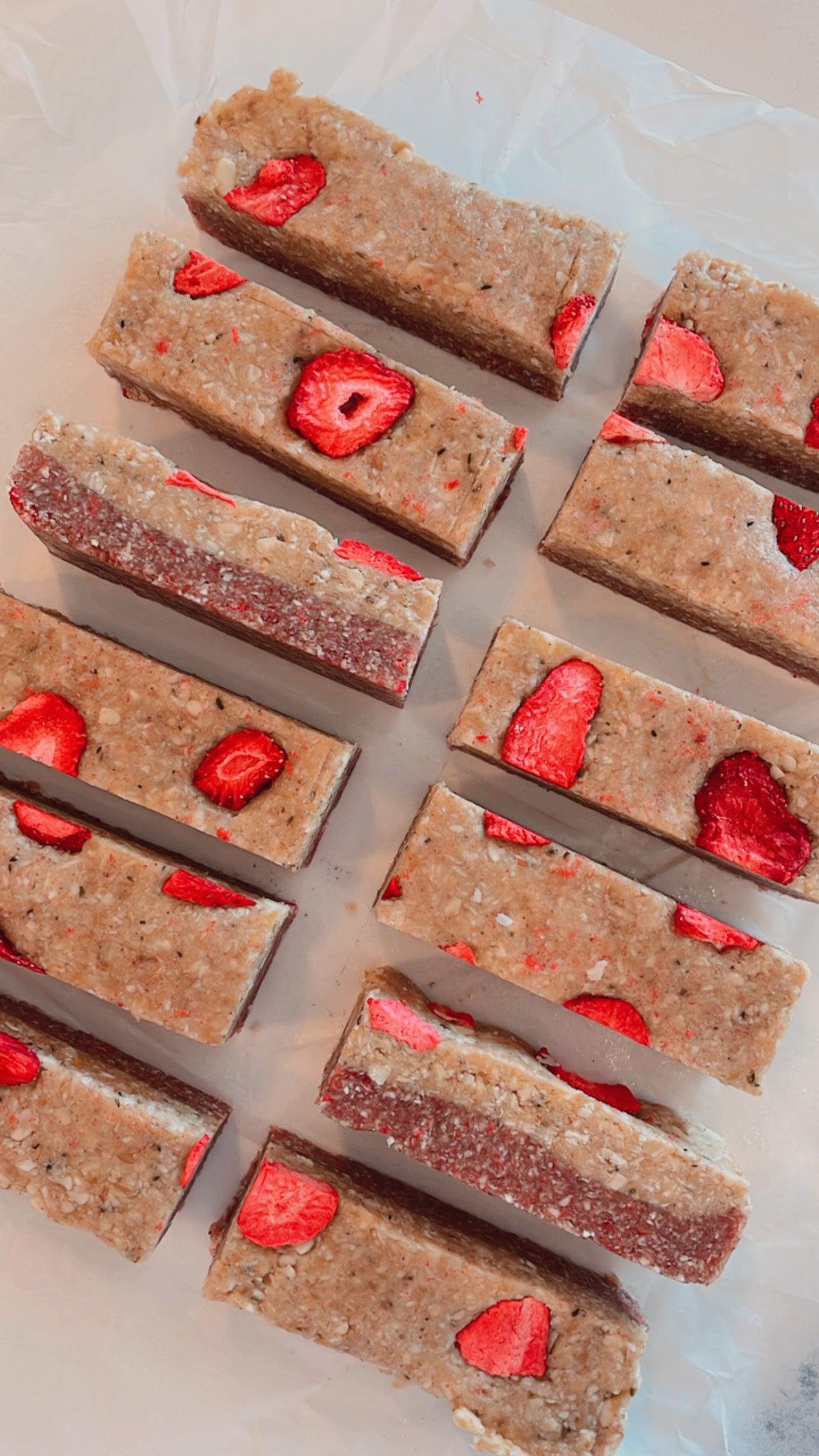 Strawberry Cookie Dough Protein Bars - Raw Bites By Risa