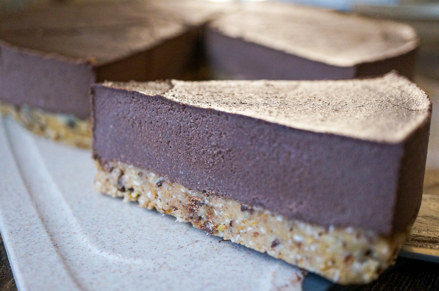 Chocolate Cookie Dough Cake Slice