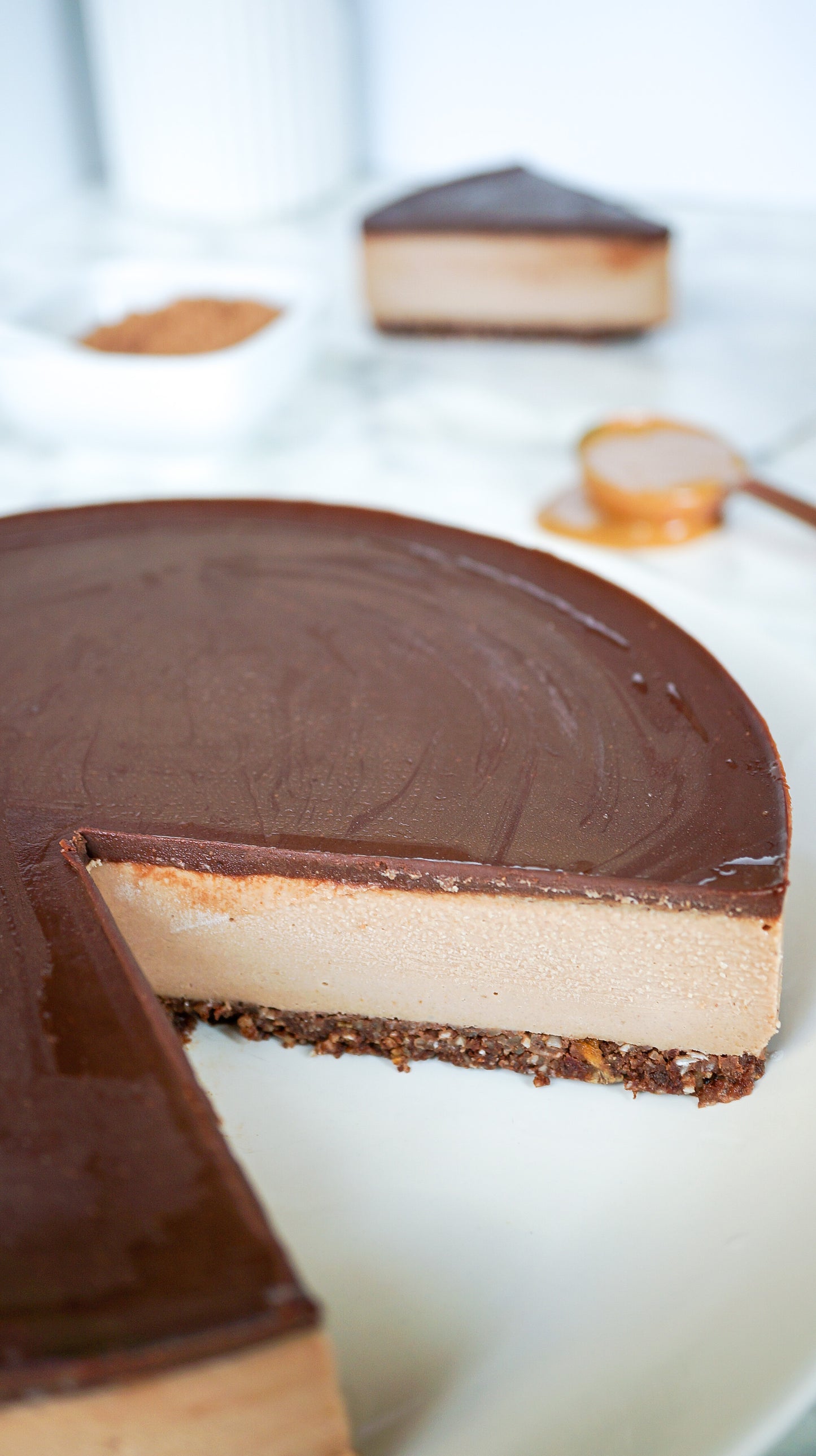 Chocolate Peanut Butter Cake Slice - Raw Bites By Risa
