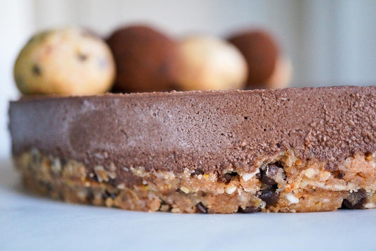 Chocolate Cookie Dough Cake Slice