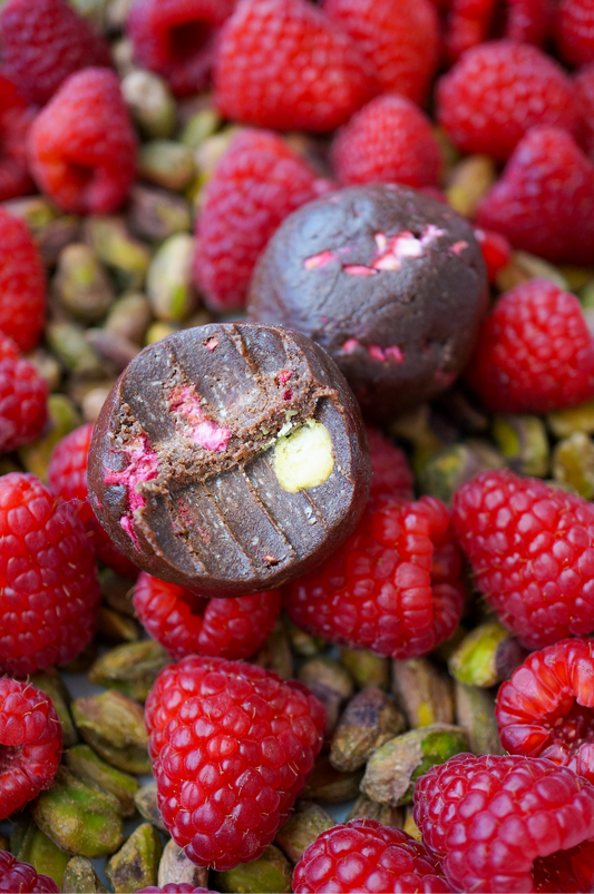 Chocolate Pistachio Raspberry Bites