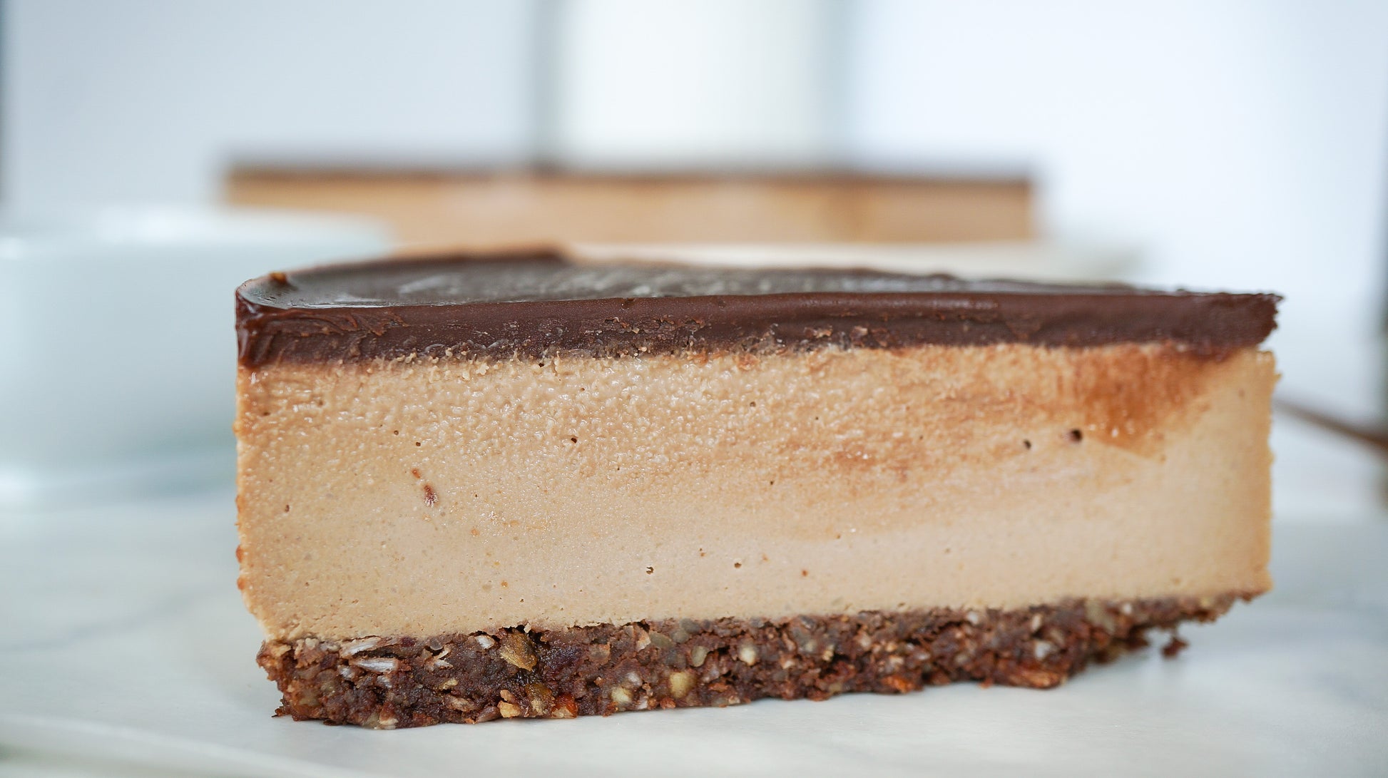 Chocolate Peanut Butter Cake Slice - Raw Bites By Risa