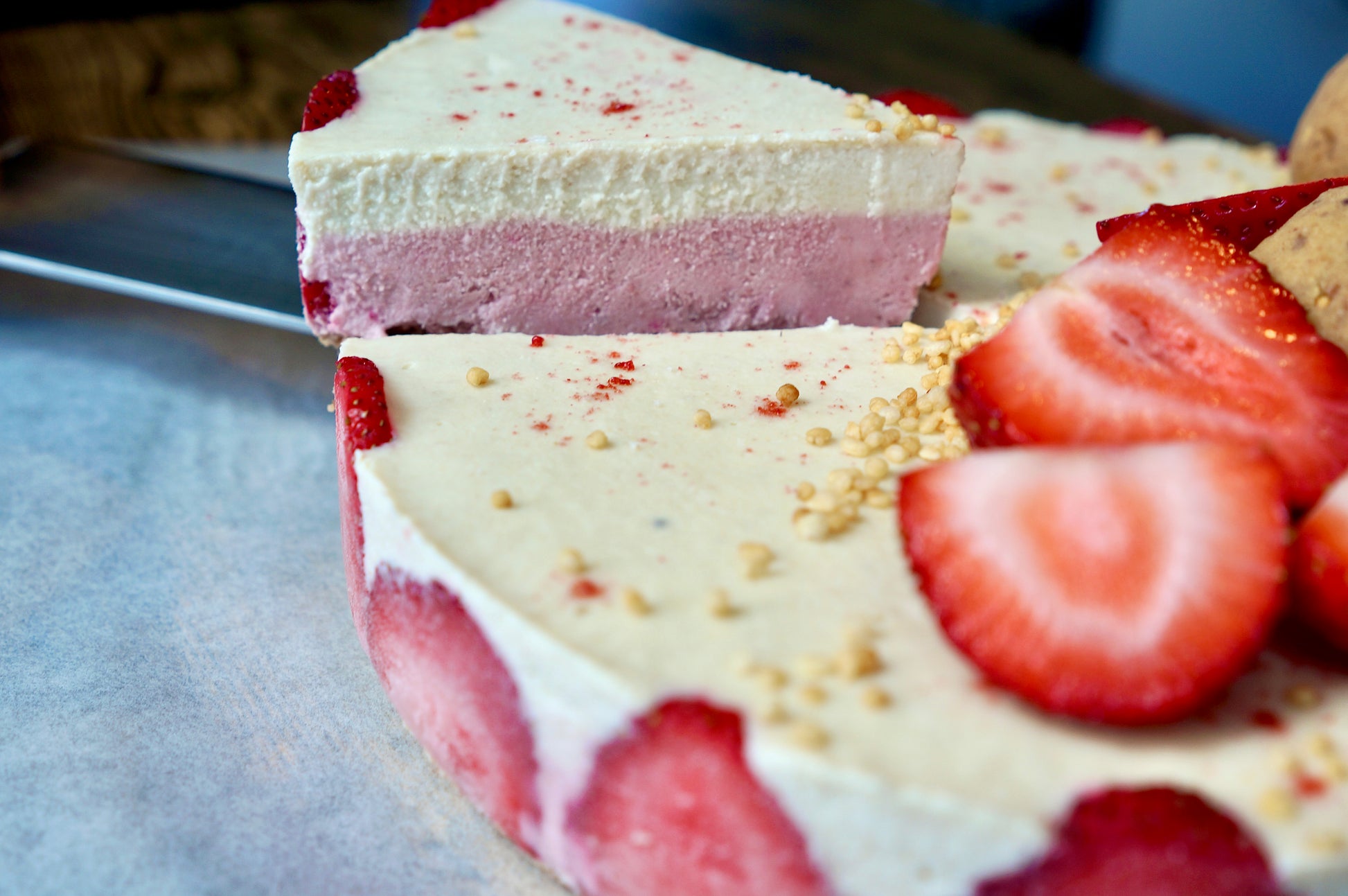 Strawberry Lemon Cake Slice - Raw Bites By Risa